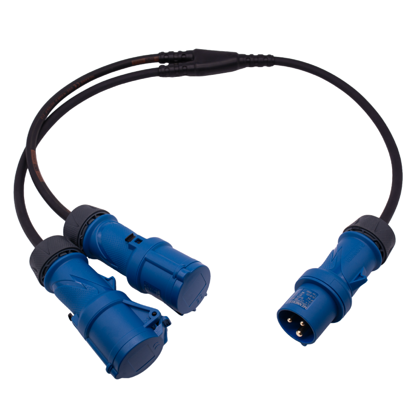 EverGrip® Y-Splitters with CEE Overmould Plug/Sockets